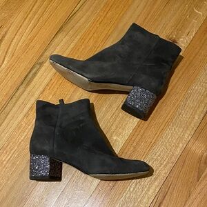 Michael Kors Suede Ankle Boots with Glitter Heel